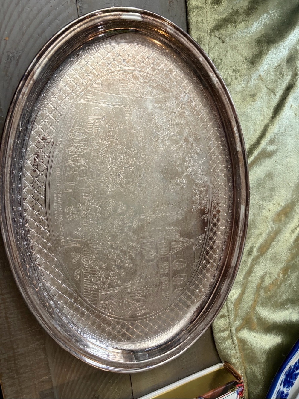 Vintage Gorham Silver plated Serving Tray Currier&Ives
